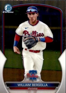2023 BOWMAN CHROME PROSPECT BASE BCP67 WILLIAM BERGOLLA PHILADELPHIA PHILLIES - Picture 1 of 2