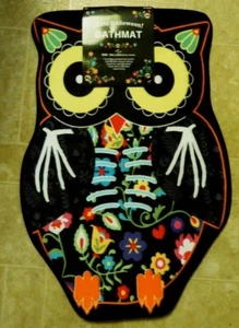 Alfombra de baño SUGAR Owl ESQUELETO Alfombra de baño 16" x 24" DÍA DE LOS MUERTOS Hola Halloween - Imagen 1 de 5