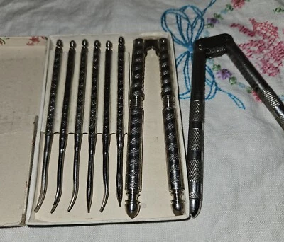 Lot Set of 8 Vintage Nut Cracker Tools 2 Crackers 6 Picks In Original Box - Image 1 of 4