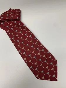 Tommy Bahama Silk Off Island Tie Red With Martini Glasses Gently Worn - Picture 1 of 6