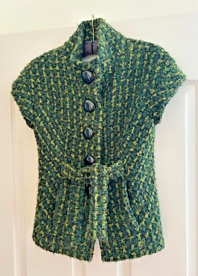 Chaqueta Beth Bowley Anthro Talla 2, Mandarina Cuello Botones Gorra Manga Corbata Cinturón Foto 1 de 4