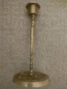 Vtg Handmade Oriental Brass CandleStick,Holder,PiercedDragon Base,Etchings,6.5x3 - Picture 1 of 8