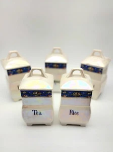 Juego de 5 botes Bella alemanes de colección azul iridiscente floral - Imagen 1 de 12