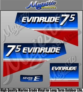EVINRUDE - 7.5 hp - DECAL SET - OUTBOARD DECALS - Picture 1 of 1