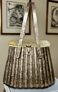 Original Rialto NY Lucite Pearlized Marble Hand Carved Lid Vintage 50’s Purse - Picture 1 of 12
