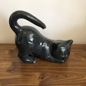 Large Ceramic Dark Grey Cat Ornament Figure Made In Vietnam - 35 x 28cm - Picture 1 of 8