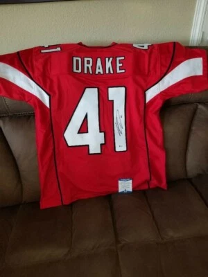 Kenyan Drake Autographed Red Arizona Jersey Beckett #'ed Sticker & Card COA XL  - Image 1 of 4