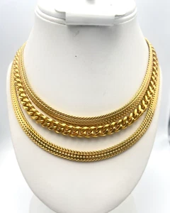 Carolee Necklace Multi-Chain Thick Gold Tone Choker Collar Adjustable Egyptian - Picture 1 of 8