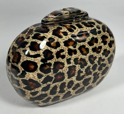 Bolso Clutch Acrílico Estampado Animal Retro Cartera Plata Cadena Marrón Foto 1 de 4