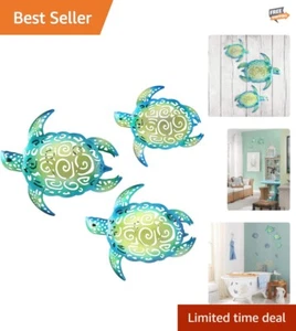 3D Teal Turtle Wall Decor Set – Stylish Indoor Outdoor Beach Theme Art - Picture 1 of 8