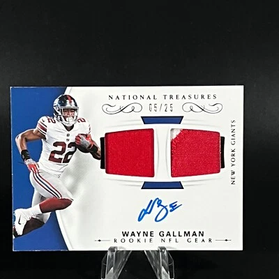 Wayne Gallman 2017 National Treasures Rookie NFL Gear Dual Jersey Auto /25 Giant - Image 1 of 2