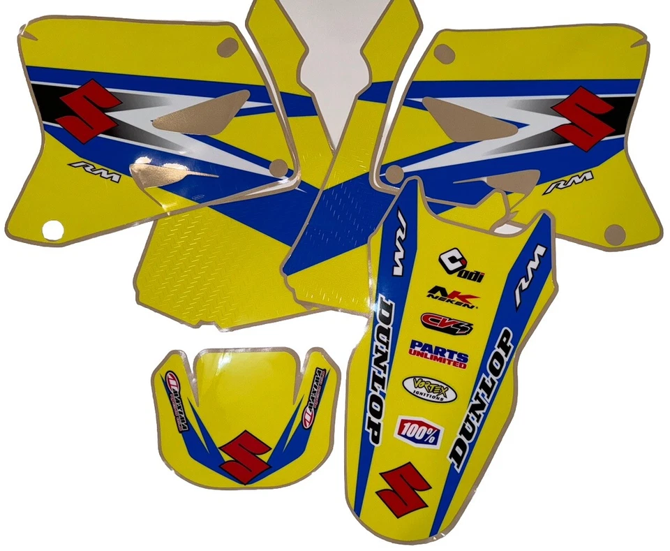 Kit de gráficos Suzuki RM125 RM250 2002-2008 21 mil brillo motocross MX calcomanía pegatina Foto 1 de 4