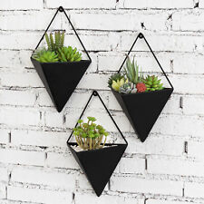 MyGift Set of 3 Diamond Shaped Black Metal Wall Mounted Sconce Flower Planters