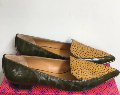 Mocasín Tory Burch Lila 20 mm verde anguila/ternero estampado/cuero/gamuza 10,5 nuevo con caja Foto 1 de 4