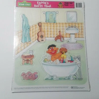 New Vintage 1984 Sesame Street Frame Tray Puzzles  Ernies  Bath Time  - Image 1 of 4