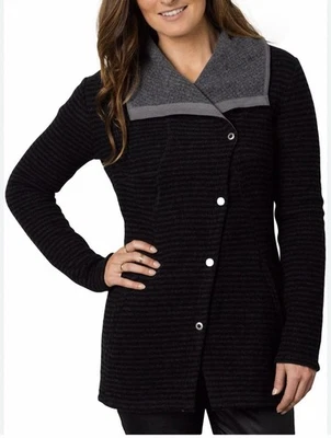 Куртка prana Milana текстурированная шерстяная смесь размер XL черная/угольная вязаная  - Изображение 1 из 4