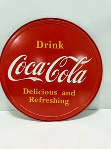 Coca-Cola “Drink Coca-Cola – Delicious and Refreshing” 12″ embossed tin - Picture 1 of 5