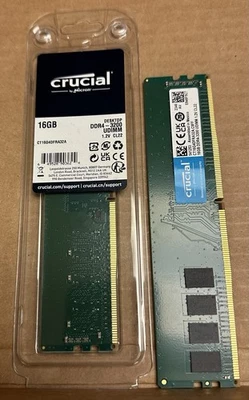 Crucial 16 GB DDR4 3200 MHz PC4-25600 uDimm 288 pines CT16G4DFRA32A disponible = 2 Foto 1 de 2