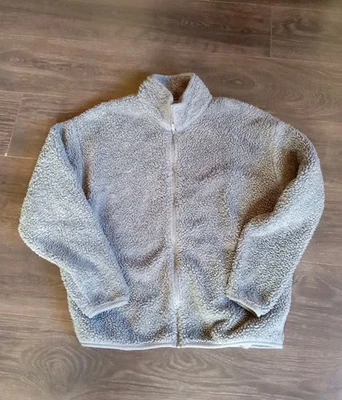 Pink VS  Gray Sherpa Jacket Sz M Y2K Preppy Streetwear  - Image 1 of 4