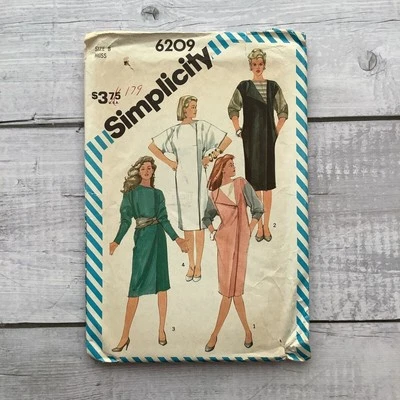 Simplicity 6209 Sewing Pattern Asymmetrical Dress Loose Fitting Miss Sz 8 UNCUT - Image 1 of 4