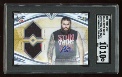 2020 Topps WWE Kevin Owens Undisputed Dual Relic Patch Auto Gold /10 SGC 10 - Image 1 of 3