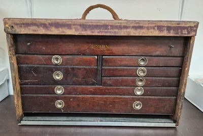 1910s Union Tool Chest Box Machinist Near Complete Antique w/ Assorted Tools AA - Image 1 of 4