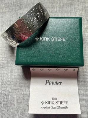 Kirk Stieff WINTER HOLLY Pewter Cuff Bracelet Christmas - Image 1 of 4