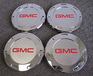 GMC CENTER CAPS 8" FOR 22" ESCALADE CHROME WHEELS RIMS 5309 SET OF FOUR NEW 4 - Picture 1 of 6