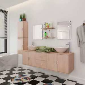 Set de Mobiliario de Cuarto Baño 3x Lavabo Mueble y Espejo Multimodelo vidaXL 