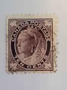 1897 Canada Post 10c Queen Victoria Stamp - Foto 1 di 2