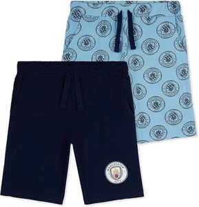 Manchester City FC Boys Shorts - 2-pack - Jersey Lounge Pyjama PJ Shorts - Picture 1 of 7