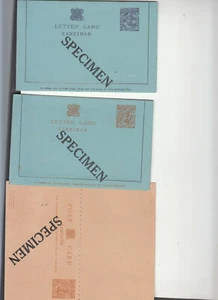 Zanzibar Postal stationaei.Regiatered Letter (rust). Specimen. 7items - Foto 1 di 4