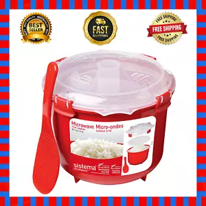 Microwave Rice Cooker Dishwasher Safe Small Rice Cooker BPA-Free 2.6 LiterMi Red - Picture 1 of 12