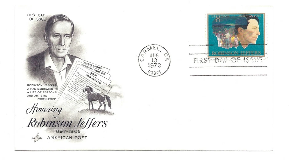 1485 Robinson Jeffers, ArtCraft,  FDC - Image 1 of 1