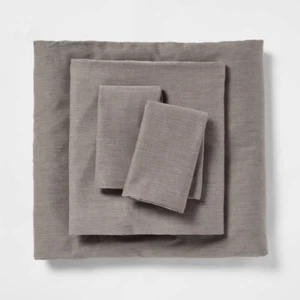 Queen Easy Care Cotton Blend Sateen Sheet Set, Heather Gray - Room Essentials - Picture 1 of 3