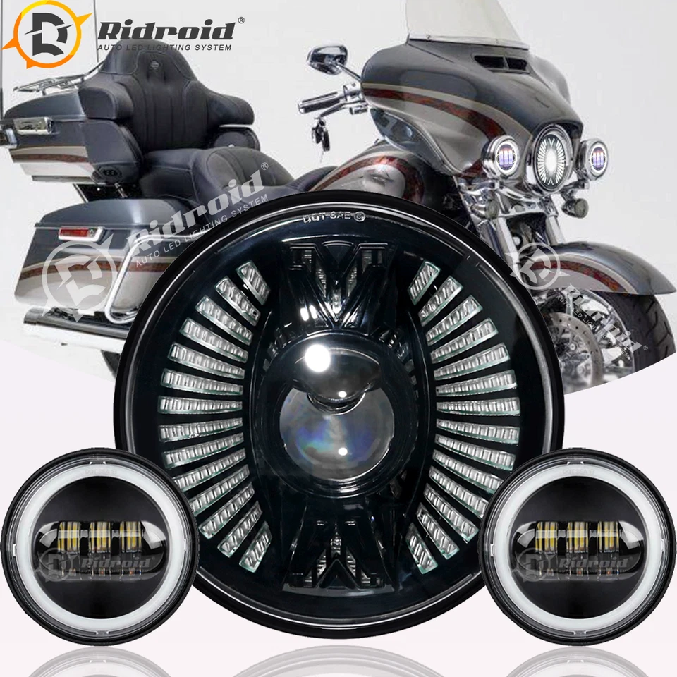 Faro LED de 7 pulgadas 140 W + luz antiniebla de 4,5" para Harley Davidson Street Glide Specia Foto 1 de 4