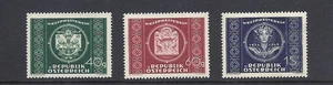 AUSTRIA 1949 UPU set (Scott 565-7) 566 and 567 are MNH 565 is MLH - Picture 1 of 1