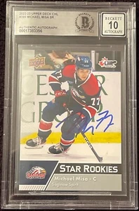 Michael Misa Signed 2022-23 Upper Deck CHL Card #399 Beckett Authentic Grade 10 - Picture 1 of 2