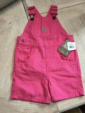 Carhartt Fandango Pink Bib Short Overalls Girl’s Size 3T New w/ Tags 100% Cotton
