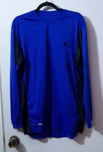 NEW - STARTER - MEN'S LONG SLEEVE ACTIVEWEAR - BLUE/BLACK SHIRT - SMALL DRI STAR - Picture 1 of 3