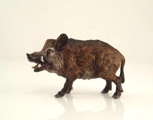 Franz Bergmann Vienna Austria STANDING BOAR Cold Painted Bronze Pig Hog Brass - Picture 1 of 5