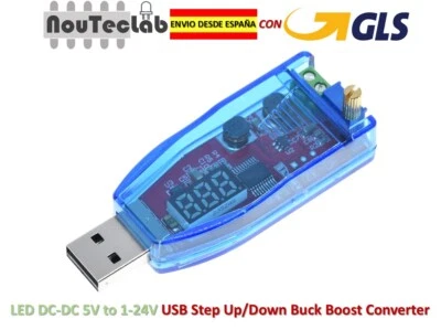 LED DC-DC 5V to 1V-24V Potentiometer USB Step Up Down Buck-Boost Converter - Imagen 1 de 4