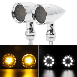 Luz de señal de giro LED cromada bala ámbar para motocicleta para Harley Davidson - Imagen 1 de 12