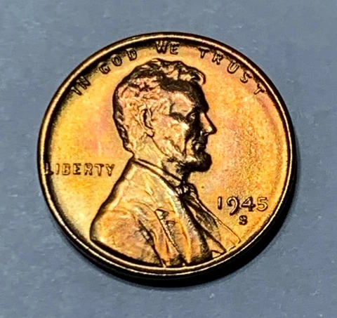 (BU Red Gem) 1945 S  Lincoln Wheat Penny Cent  Ch Superb Looking Coin Cover