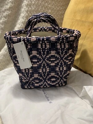 NWT 🌺 Maria La Rosa Small Navy Blue Tote Bucket Bag $300 - Image 1 of 4