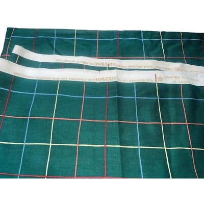 Vtg 2.5' Waverly Sketchbook Gridlines Green Plaid Midweight Fabric w/Scotchgard  - Image 1 of 4
