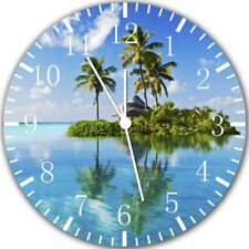 Palm Tree on Beach Frameless Borderless Wall Clock Nice For Gifts or Decor Y10