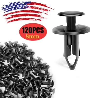 120pc Clips Plastic Rivets Retainer Fender Bumper Push Pin Fastener 8mm For GM - Image 1 of 4