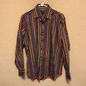 Studio Chereskin Men’s Long Sleeved Button Down Size 15.5 Multicolor Stripes - Picture 1 of 6