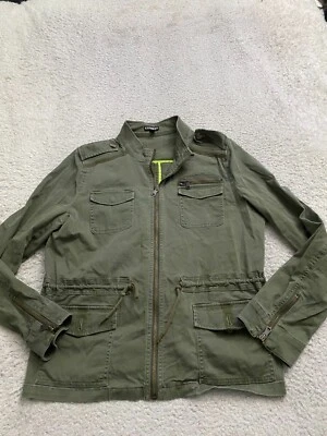 Chaqueta de mezclilla Express para mujer manga larga cremallera completa verde talla M Foto 1 de 4